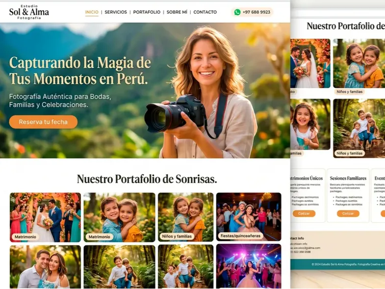 Landing page tipo portafolio optimizada para fotógrafos y creativos.